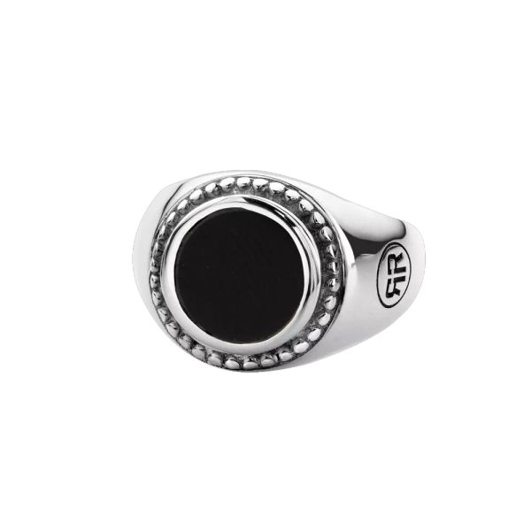 Rebel & Rose Silber Ring Siegel Onyx Rund GR 59 RR-RG010-S NEU