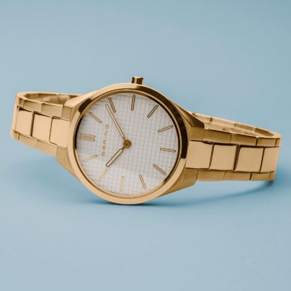 BERING Damen Armbanduhr Ultra Slim gold poliert gebürstet 17231-734 NEU