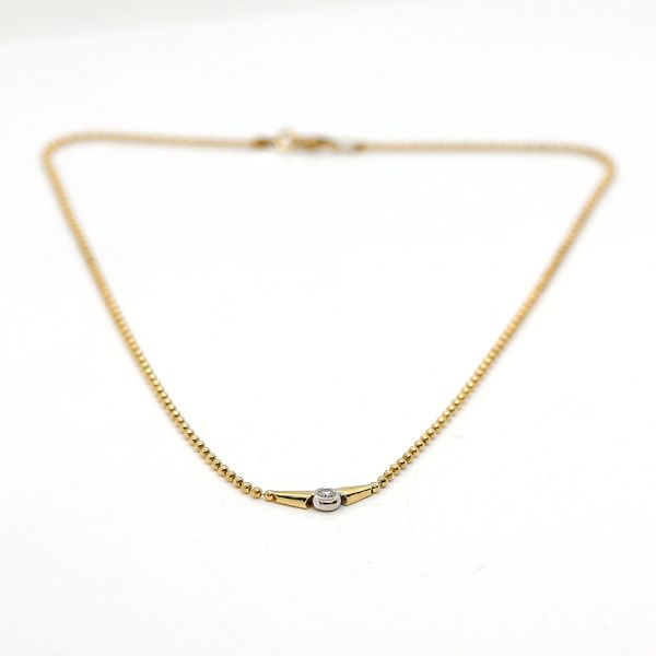 Brillant circa 0,14ct Collier 750er Gelbgold Kugelketten Muster (23283)