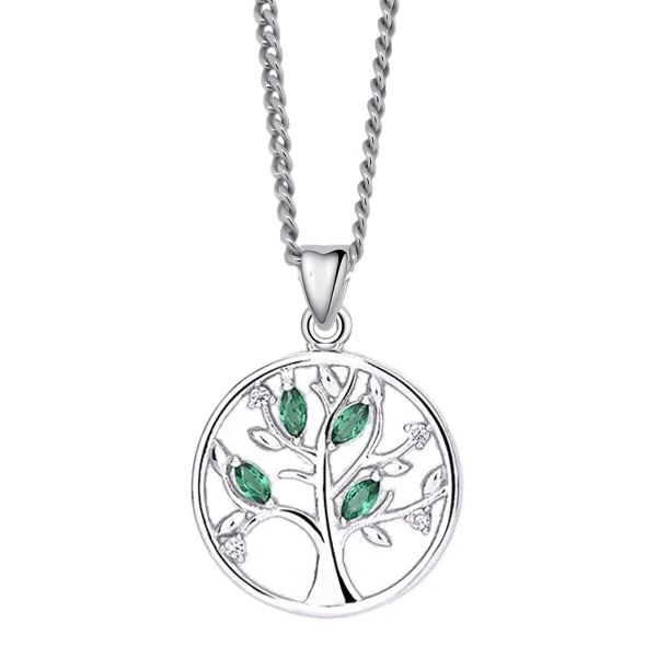 Anhänger "Lebensbaum" 925er Silber rhodiniert Zirkonia Ø 25 mm BSP0014 NEU
