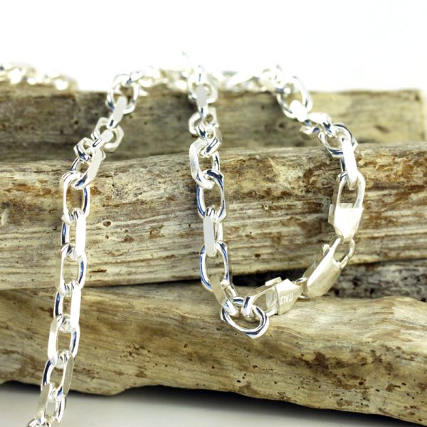 Halskette Ankerkette MASSIV 925er Sterling Silber rhodiniert 60 cm / 5,5 mm Breit NEU