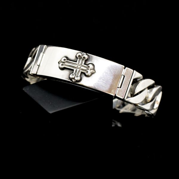 Armband Panzerarmband massiv "CROSS" 925er Silber Buckle 18 x 200 mm NEU