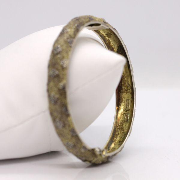 Original Fahrner Armspange 925er Silber vergoldet mit Markasite (18159)