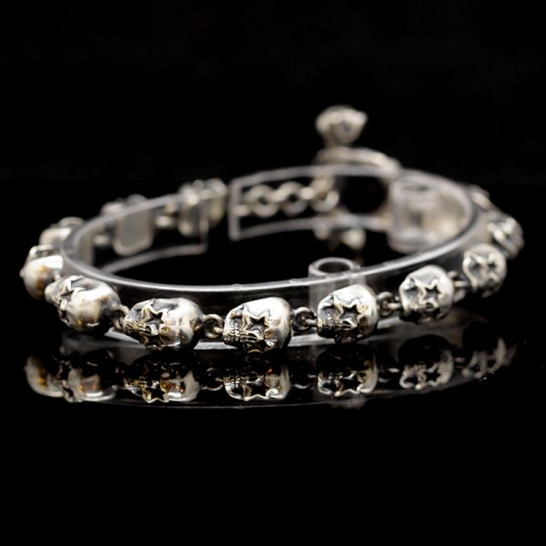 Armband Gliederarmband "STARSKULLS" 925er Silber Knebelverschluss 7 x 190 mm NEU