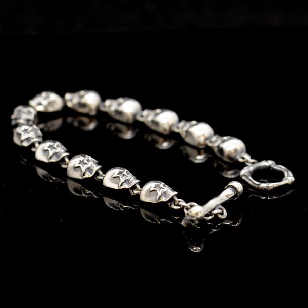 Armband Gliederarmband "STARSKULLS" 925er Silber Knebelverschluss 7 x 190 mm NEU