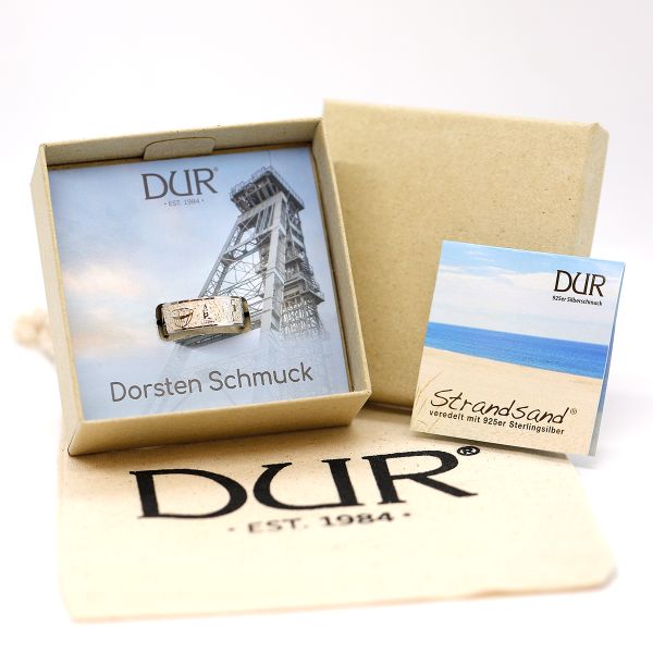 DUR Ring "Stadt Dorsten Ring Sand" 925er Silber rhodiniert Strandsand GR 62 R6091 NEU