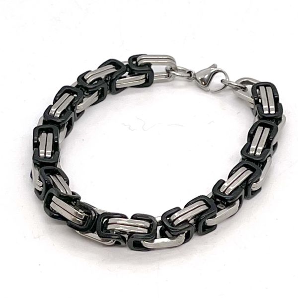 Königsketten Armband Chirurgenstahl 316L hochglanz schwarz PVD Beschichtet 23 cm 8 mm NEU