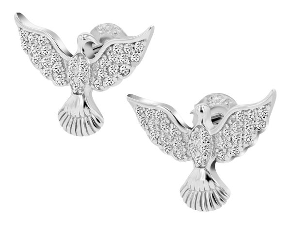 Ohrstecker "Luzmila" Taube 925er Silber rhodiniert Zirkonia 5300462-001 NEU