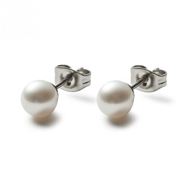 monomania Ohrstecker Süßwasser-Perle Ø 6 mm Edelstahl 31239 NEU