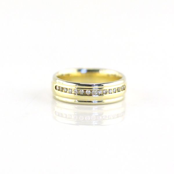 Bi Color Bandring mit 15 Diamanten im Brillantschliff 585er Gold GR 55 (2225)