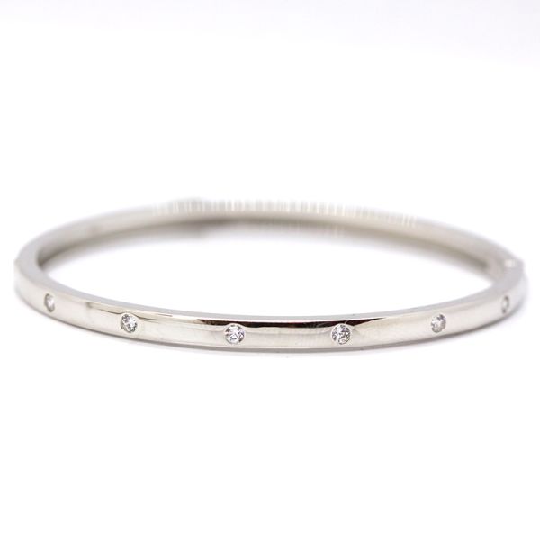 Armreif 925er Silber rhodiniert Breite 4 mm Zirkonia 51 x 61 cm NEU