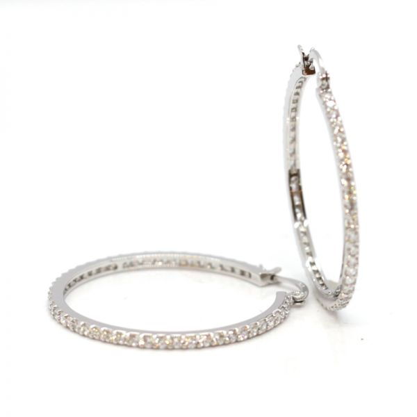 Creolen Hoops 925 er Silber rhodiniert Ø 40 mm Cz BE01936 NEU