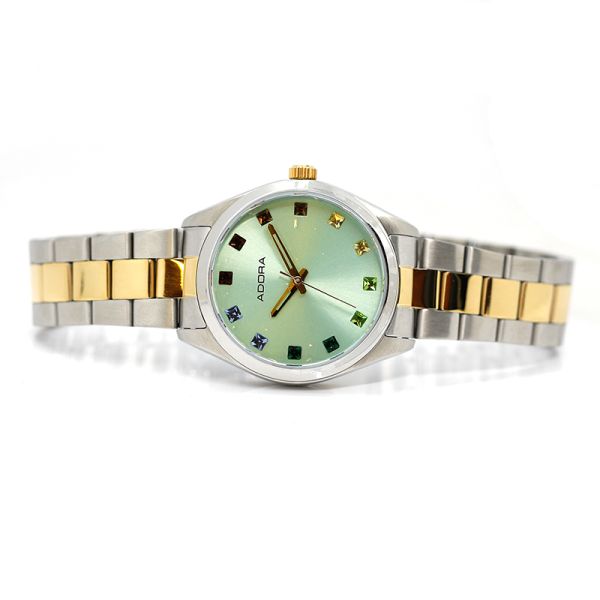 Adora Damen Armbanduhr Rainbow Indexe Edelstahl IP Gold 5 Bar AT5597 NEU