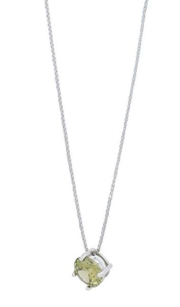 Collier "Celeste" 925er Silber rhodiniert grüner Zirkonia 43+3 cm NEU