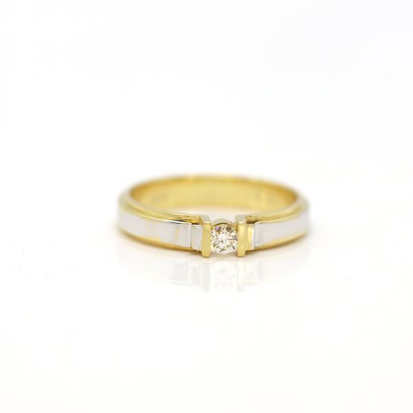 Solitär Brillantring Bi Color 750er Gold mit einem Diamant 0,15ct (10261)
