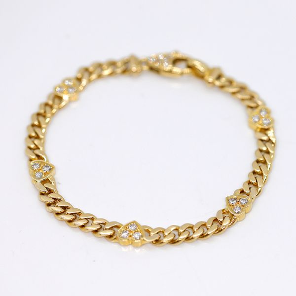 Panzerarmband massiv 750er Gold mit Diamanten und Herzen (31442)