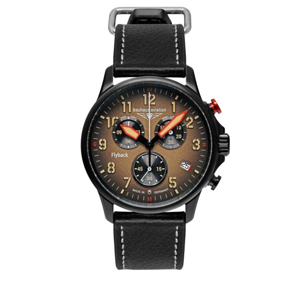Bauhhaus Aviation "Flyback-Chrono" Herren Armbanduhr Quarz Ref.: 2888-5 NEU