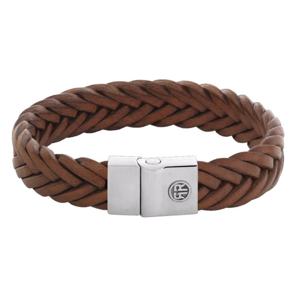 Rebel & Rose Armband "Full Metal Premium Braided Brown" 12 mm / 20,5 cm RR-M0053-S-L NEU