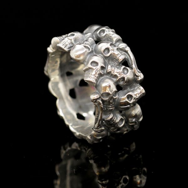 Ring "SKULLS" 925er Silber 14 mm Breit Gr 58 NEU