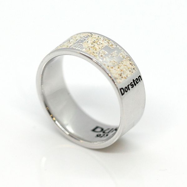 DUR Ring "Stadt Dorsten Ring Sand" 925er Silber rhodiniert Strandsand GR 60 R6091 NEU