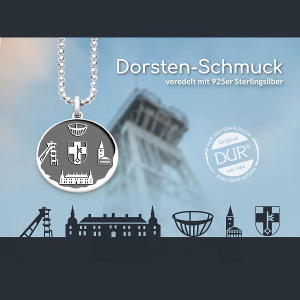 DUR Anhänger "Stadt Dorsten" 925er Silber rhodiniert geschwärzt P4789 NEU