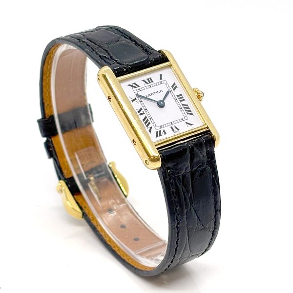 Cartier Luis Tank Armbanduhr 750er Gelbgold Quarz ca. 20 x 28 mm Box & Papiere (37405)