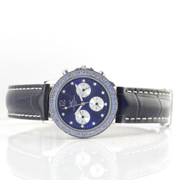 MC Damen Chronograph Damen Armbanduhr Edelstahl blaue Zirkonia (P13)