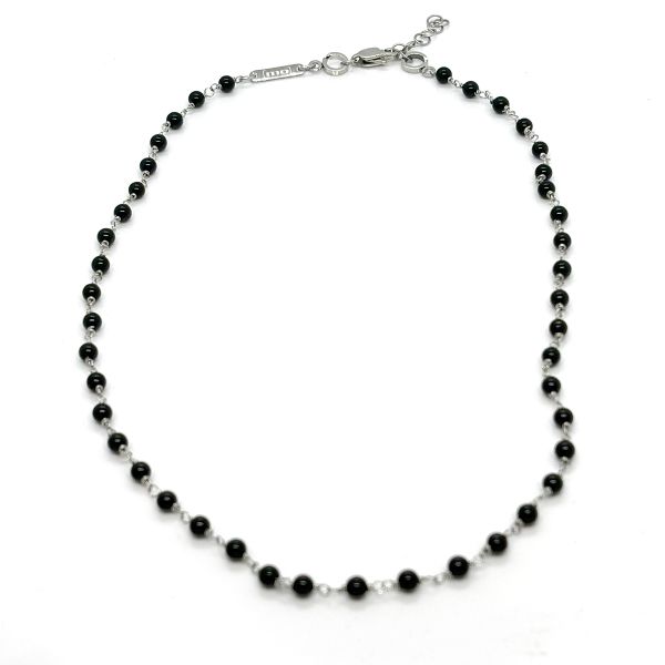 monomania Halskette"Audrey" Edelstahl Onyx Kugeln 45 cm NEU