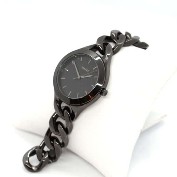 DKNY Damen Armbanduhr mit Panzerarmband IP black (11415)