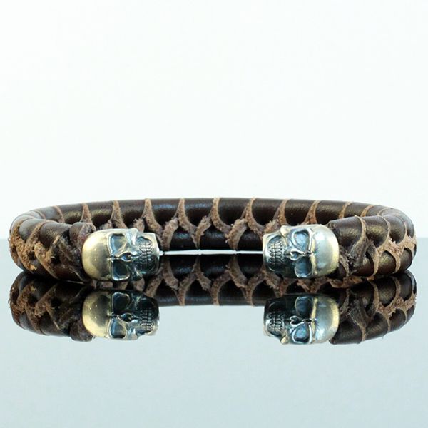JJJ LA Leder Armspange "SKULL" kombiniert mit 925er Silber