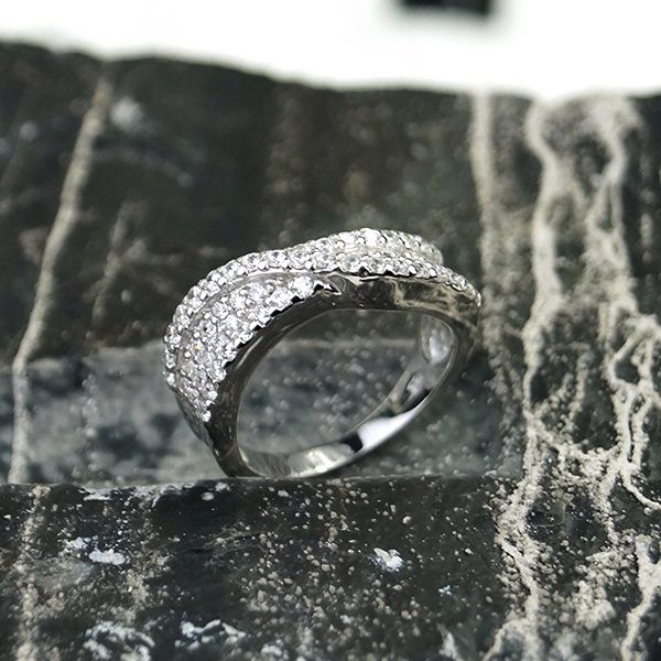 Silber Ring Damen 925er Silber rhodiniert Zirkonia GR 52 (US 6) BR08831-W-6