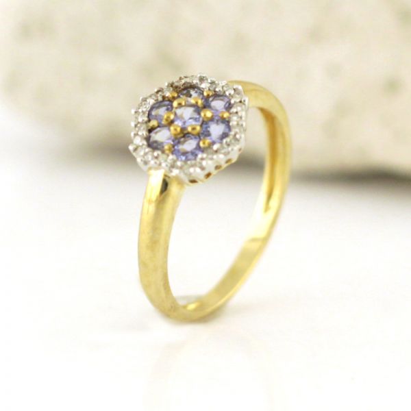 Amethyst Diamant Ring 375er Gelbgold / Weißgold GR57