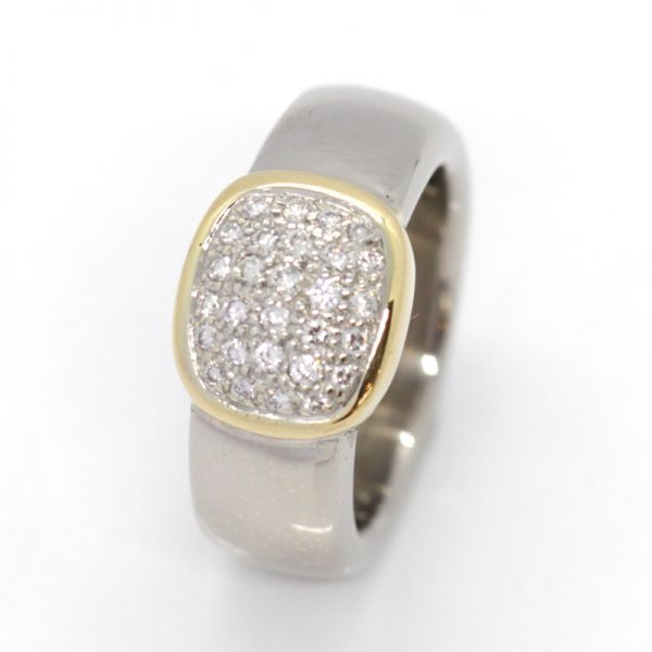 Diamant Ring 750er Weißgold Gelbgold 0,56 ct Diamanten GR 56 (10274)