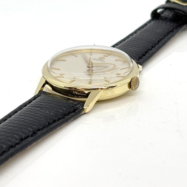 Omega Vintage 585er Gold Automatik am Lederband (28438)