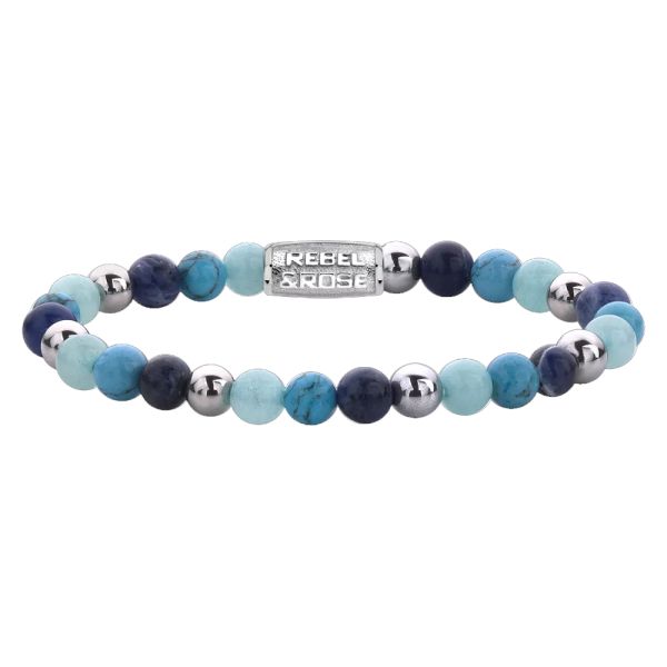 Rebel & Rose Armband "Blue Summer Vibes" 6 mm RR-60056-G-S 16,5 cm NEU