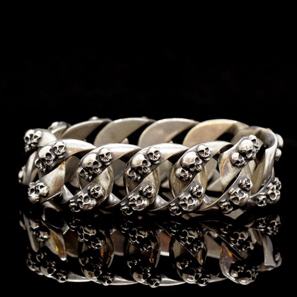 Armband Panzerarmband "SKULLS" 925er Silber versteckte Schließe 25 x 210 mm NEU