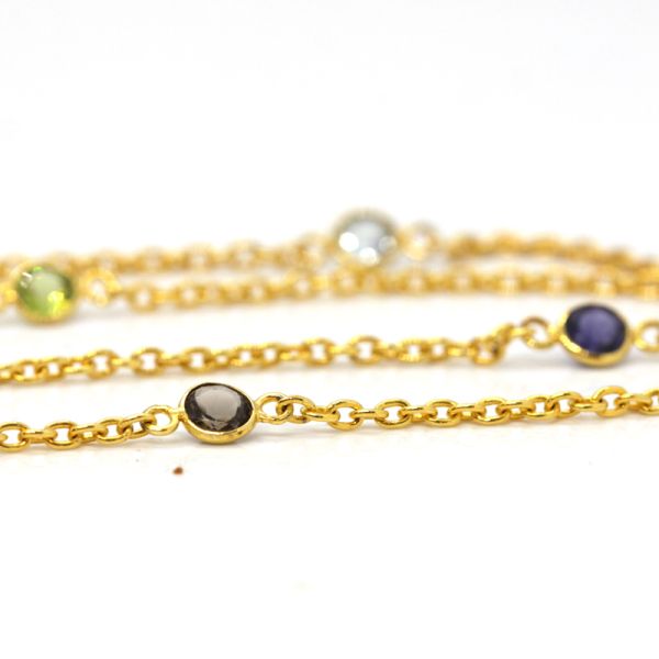 Collier "COLOR" 925er Silber vergoldet farbige Edelsteine 80 cm ES90024910 NEU