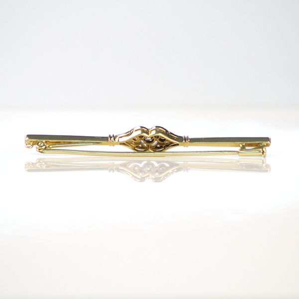 Antik Brosche 585er Gold mit Diamanten im Vollschliff und Rosen