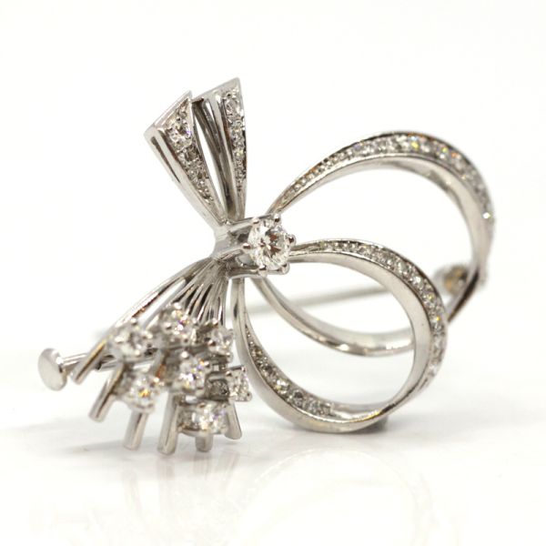 Brillantbrosche 750er Weißgold ca. 1,04 Ct Diamanten im Brillantschliff (13392)