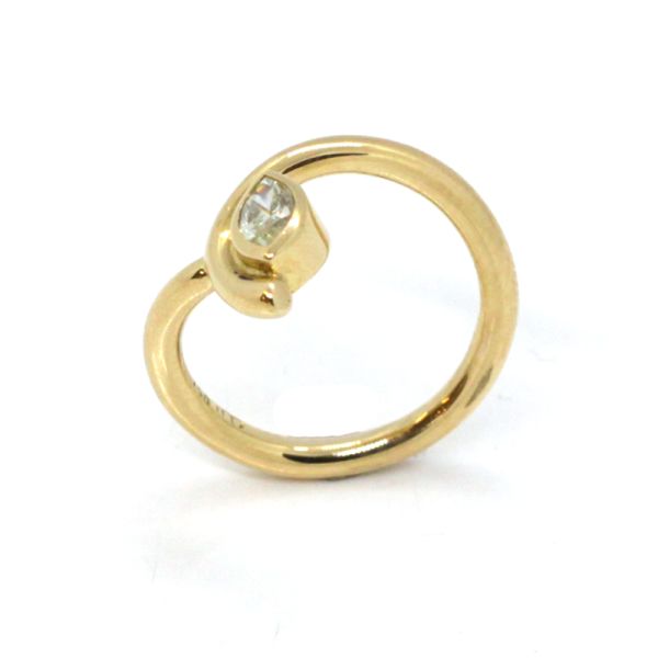 Diamant Ring Handarbeit 750er Gelbgold ca. 0,35 Ct Diamant im Navette GR 54 (15034)