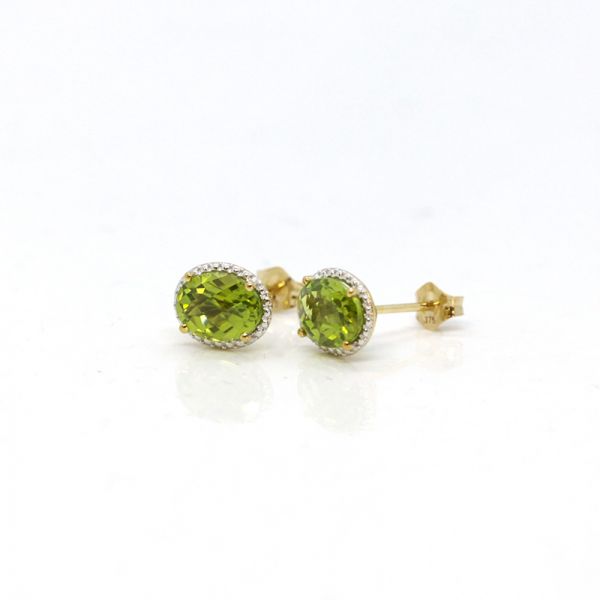 Ohrstecker 375er Gelbgold / rhodiniert mit Peridot