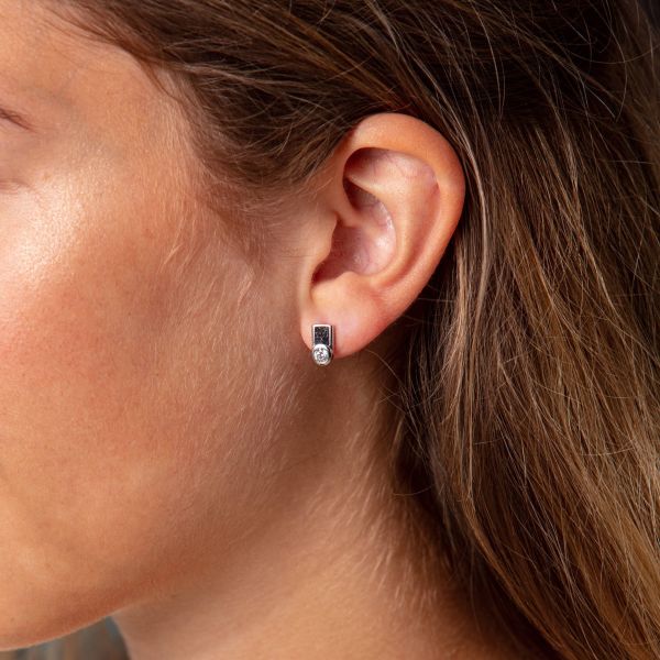 DUR Ohrstecker "Venus" 925er Silber rhodiniert Lavasand Zirkonia O5243 NEU