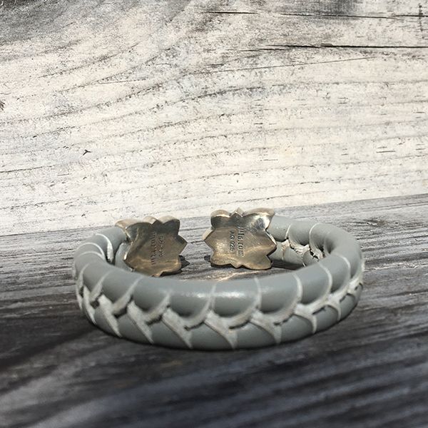 JJJ LA Leder Armspange "LILY" kombiniert mit 925er Silber 210 mm grau