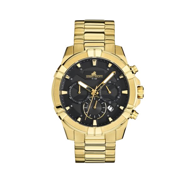 Adora Nautic Herren Armbanduhr Chrono Edelstahl IP Gold AN2398 NEU