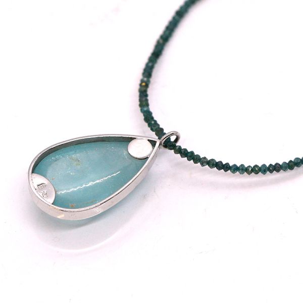 Diamant Kette mit großen Aquamarin in Tropfenform in 750er Weißgold (23202)