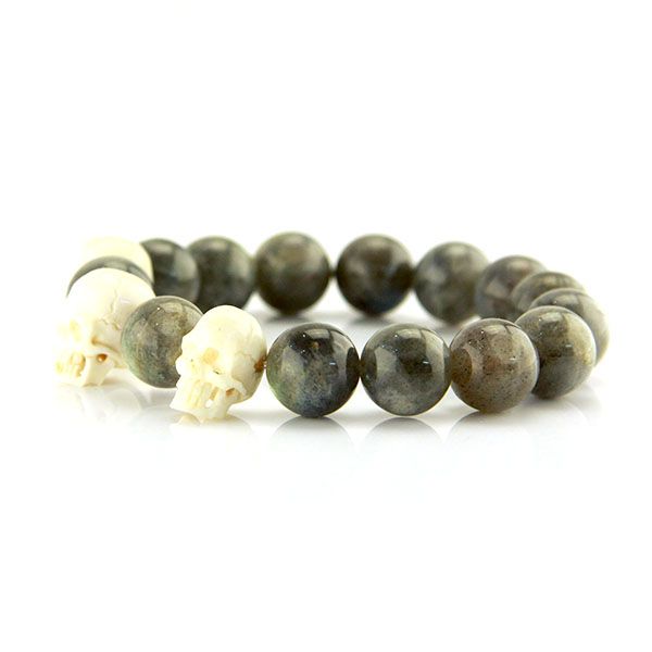 Labradorit Kugel Armand "SKULLS" aus echtem Knochen gefertigte Totenschädel