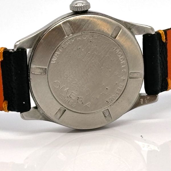 Omega Vintage Armbanduhr Handaufzug Edelstahl am Lederband Modele + Depose ca.1940 (26215)