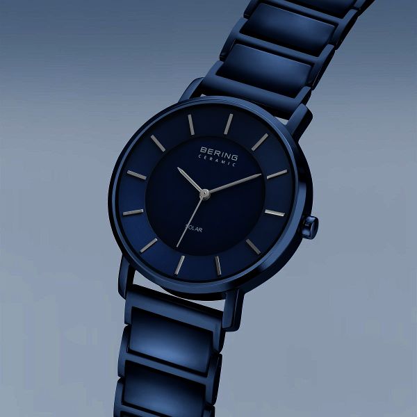 BERING Damen Armbanduhr Solar blau glänzend 19535-797 NEU