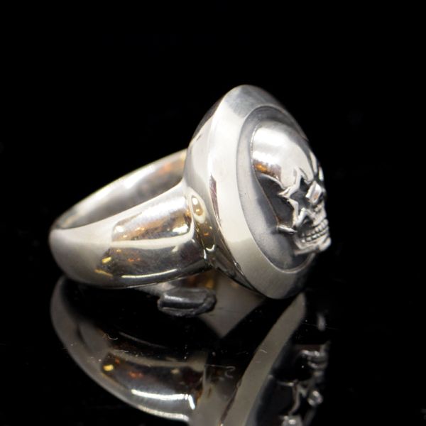 Ring Siegelring "STAR SKULL" 925er Silber Gr 70 NEU