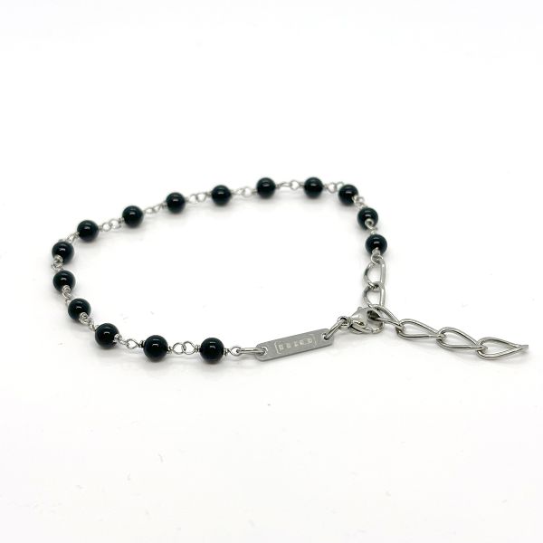monomania Armband "Audrey" Edelstahl Onyx Kugeln 17,5-21cm NEU